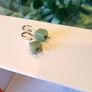 NWT 925 Sterling Silver Jade PEARLS DROP DANGLE EARRINGS  1" Authentic